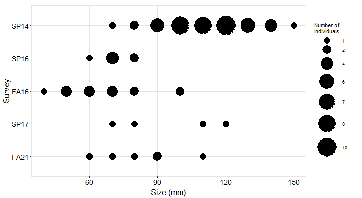 Eel Point Pisaster size plot